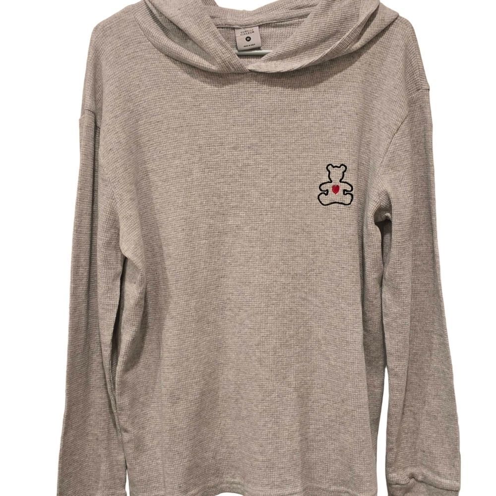 Sunrise‎ Kingdom Heart Bear Embroidered L/S Thermal Pullover Hoodie